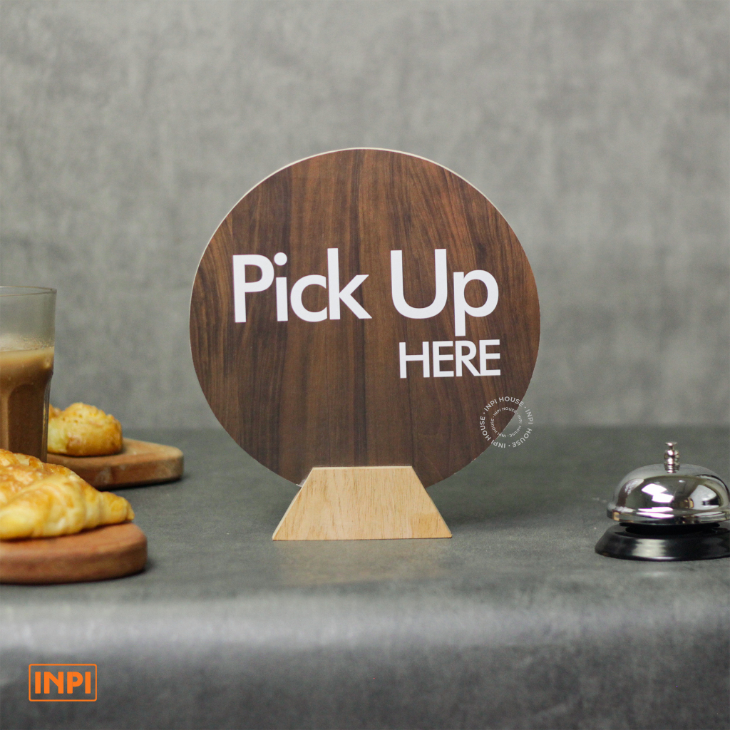INPI HOUSE Signage Pick Up Area - กระดานป้ายแคชเชียร์ Place Area to Take Order - สีน้ําตาล - Indoor