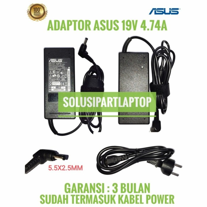 DELTA ADAPTER สําหรับ ASUS A42J N46VJ 19V 4.74A 5.5*2.5MM เกรดดั้งเดิม