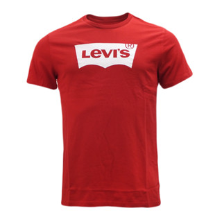 LEVIS เสื้อยืดแขนสั้น แขนทรงปีกค้างคาว สีแดง สําหรับผู้ชาย