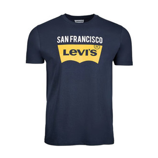 LEVIS เสื้อยืดแขนสั้นลําลอง พิมพ์ลาย Batwing San Francisco สีกรมท่า สําหรับผู้ชาย