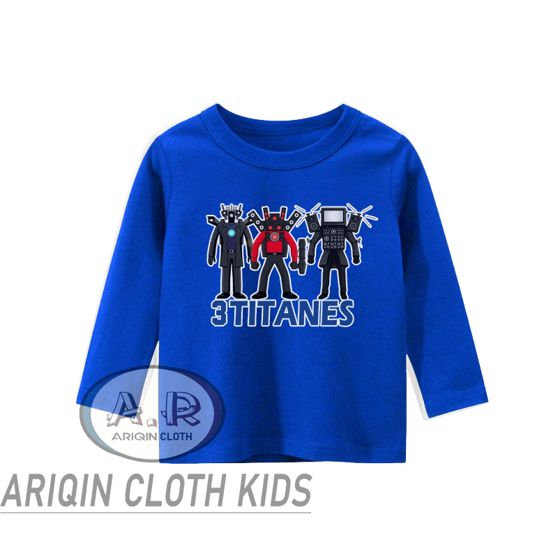 SKIBIDI TOILET TITAN TVMAN TITAN CAMERAMAN TITAN SPEAKERMAN LONG-SLEEVED CHILDRENS เสื้อยืด