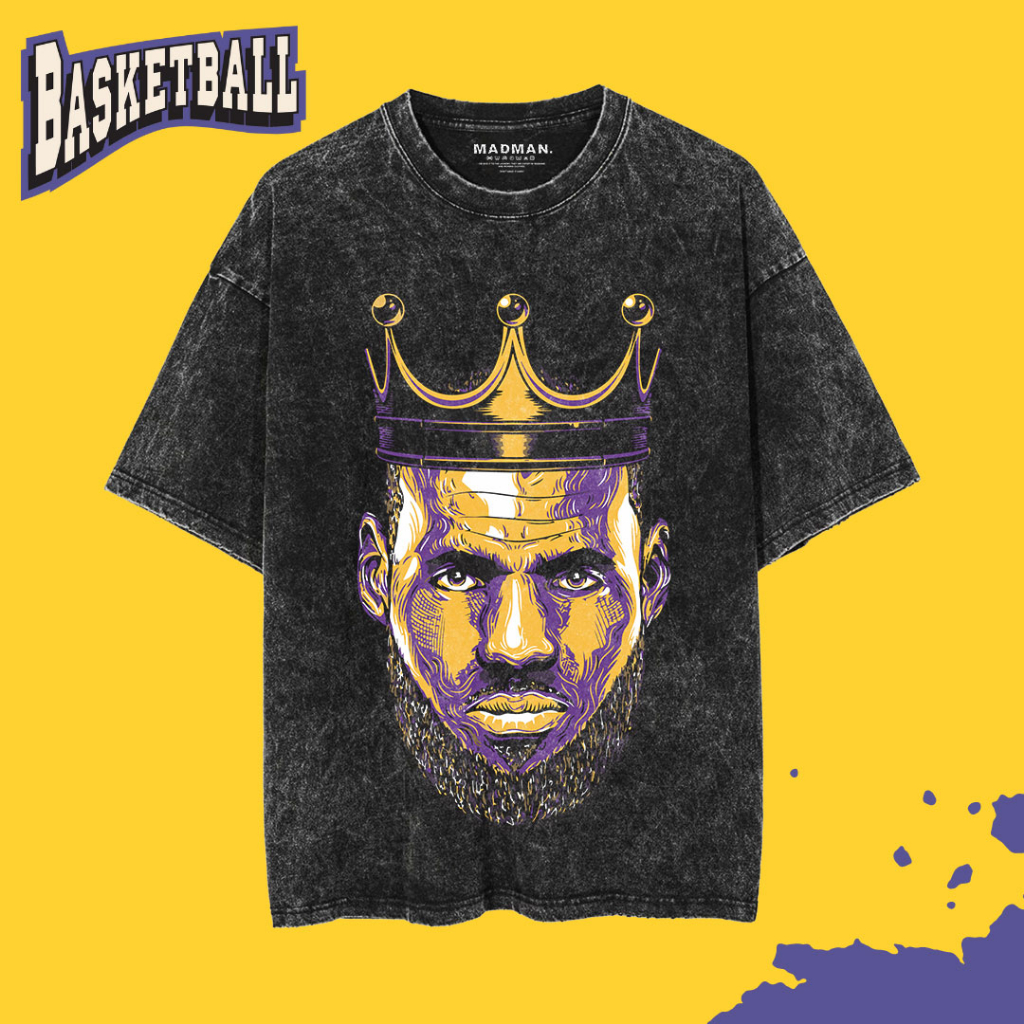 MADMAN เสื้อยืดล้าง Oversize LEBRON JAMES | โว 20