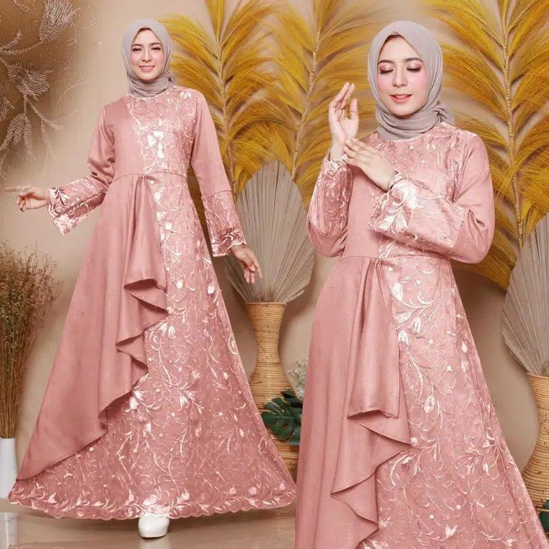 - Ada JUMBO/GAMIS เย็บปักถักร้อยผสม FULL SATIN PREMIUM ADA JUMBO XXL LD 120 MAXI DRESS Party DRESS