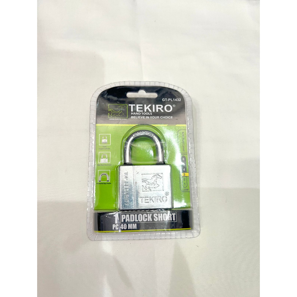 Tekiro House Padlock คอสั้น 40 มม. GT-PL 1432 anti Rust anti Theft 100% กระบอกทองแดง 4 คีย์