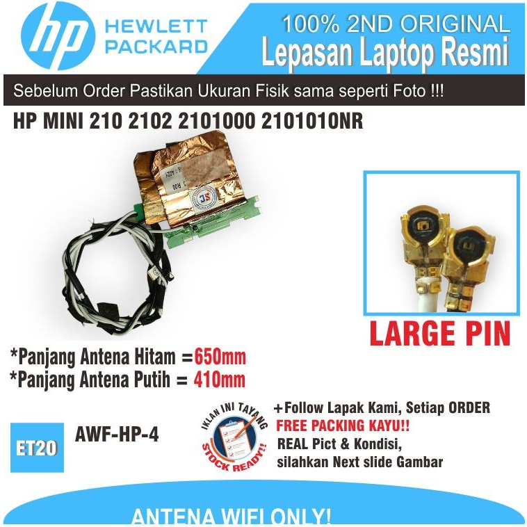 ET20 AWF-HP-4 WIFI ANTENNA LAPTOP HP MINI HP 210-166TU DQ643139W00 35NM7LBTP00