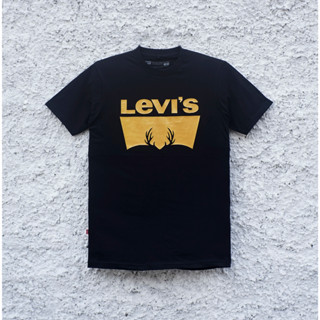 เสื้อยืด พิมพ์ลายกวาง Levis สีขาว สีทอง สําหรับผู้ชาย