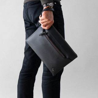 Handbag Pria Kulit Clutch Bag Model Slim Multifungsi Anti Air Tas Tangan Cowok Kekinian Muat Tab 11 inch Executive Pouch Kulit Arosa Handbag WKS-A2