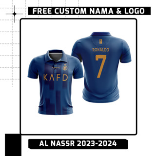 เสื้อโปโลแขนสั้น พิมพ์ลายทีมชาติฟุตบอล Al Nassr New 2023-2024 Away Home สําหรับผู้ชาย และผู้หญิง