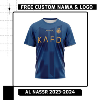 เสื้อกีฬาแขนสั้น คอกลม พิมพ์ลายทีมชาติฟุตบอล Al Nassr New 2023-2024 Away ชุดเหย้า สําหรับผู้ชาย