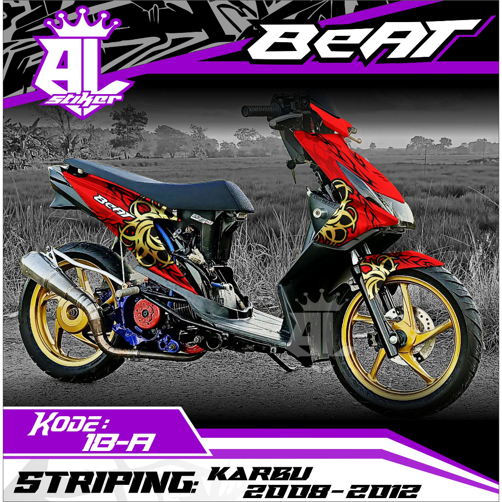 Decal Beat คาร์บูเรเตอร์ Full Body Sticker Beat คาร์บูเรเตอร์ 2008-2012 ล่าสุด Chakra Dewa Motif - B