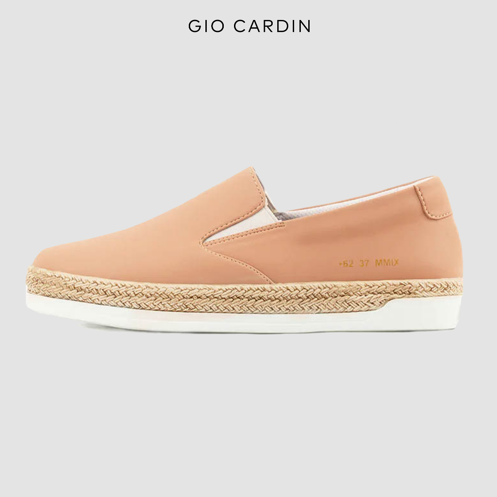 GIO CARDIN - รองเท้าผ้าใบผู้หญิงแบบสวม LAB-02 สีชมพูบนพื้นขาว