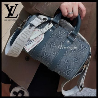 Lv keepall นําเข้า กระเป๋าสะพายข้าง แบรนด์เนม สําหรับผู้หญิง