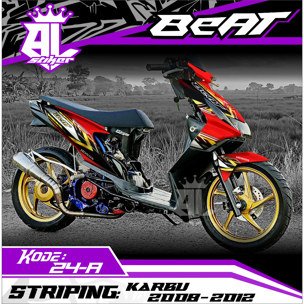 Decal Beat คาร์บูเรเตอร์ Full Body Sticker Beat คาร์บูเรเตอร์ 2008-2012 NEWEST GRAPHIC DESIGN - BL S