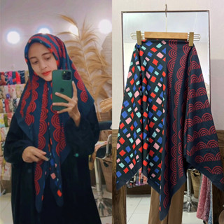 Maroon NAVY RINBOW SERIES HIJAB HIJAB ทรงสี่เหลี่ยมผืนผ้า สองด้าน FD42