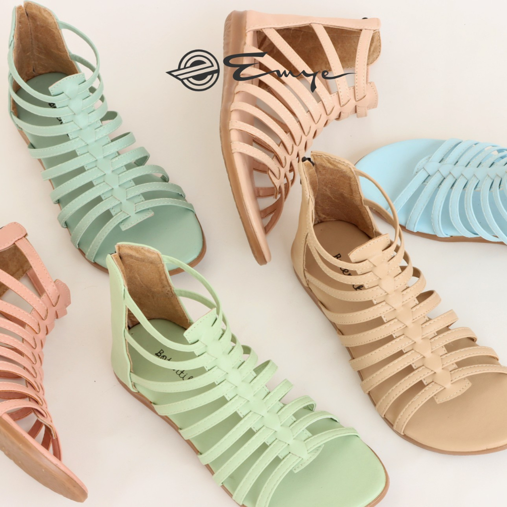 Khans - Gladiator รองเท้าแตะส้นแบนสายรัดสําหรับผู้หญิง Gladiator รองเท้าแตะสําหรับผู้หญิง 37-40