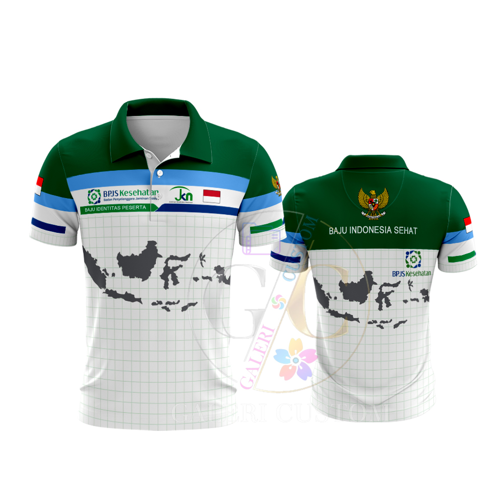 เสื้อโปโลผู้ชาย BPJS Health JKN อินโดนีเซีย Fullprinting