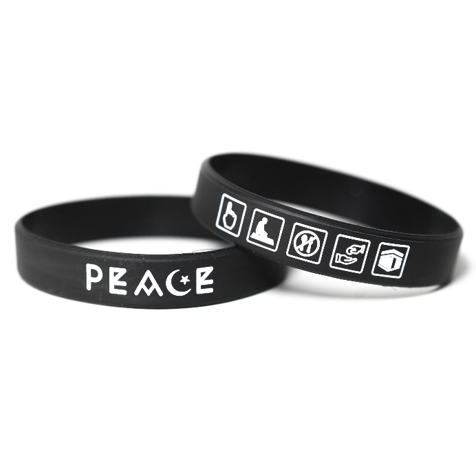 PEACE PEACE PEACE | เวอร์ชั่นดาวพระจันทร์ | สีดํา สีดํา สีดํา | สร้อยข้อมือยางซิลิโคน