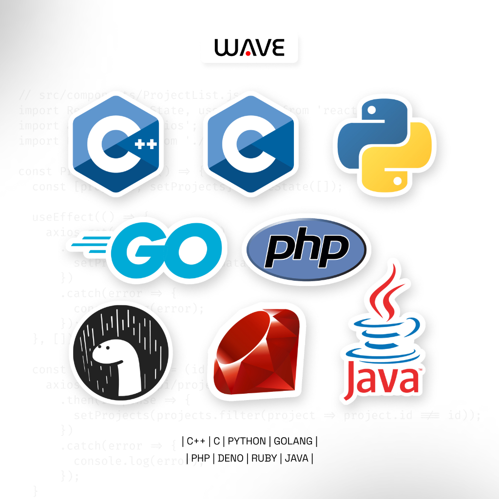 สติ๊กเกอร์ตัด Vinyl IT Programming กันน้ํา - C ++/Java/PHP/Deno/Python/Ruby Unit