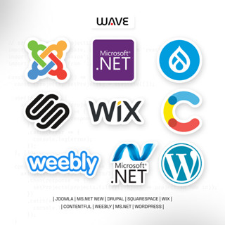 สติกเกอร์ไวนิล IT โปรแกรมมิ่ง กันน้ํา - Wix/Wordpress /.หน่วยตาข่าย / คู่ / joomla