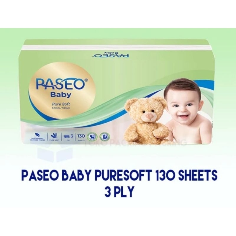 ทิชชู่ tissu tisu Paseo Baby Puresoft 130 แผ่น 3 ชั้น