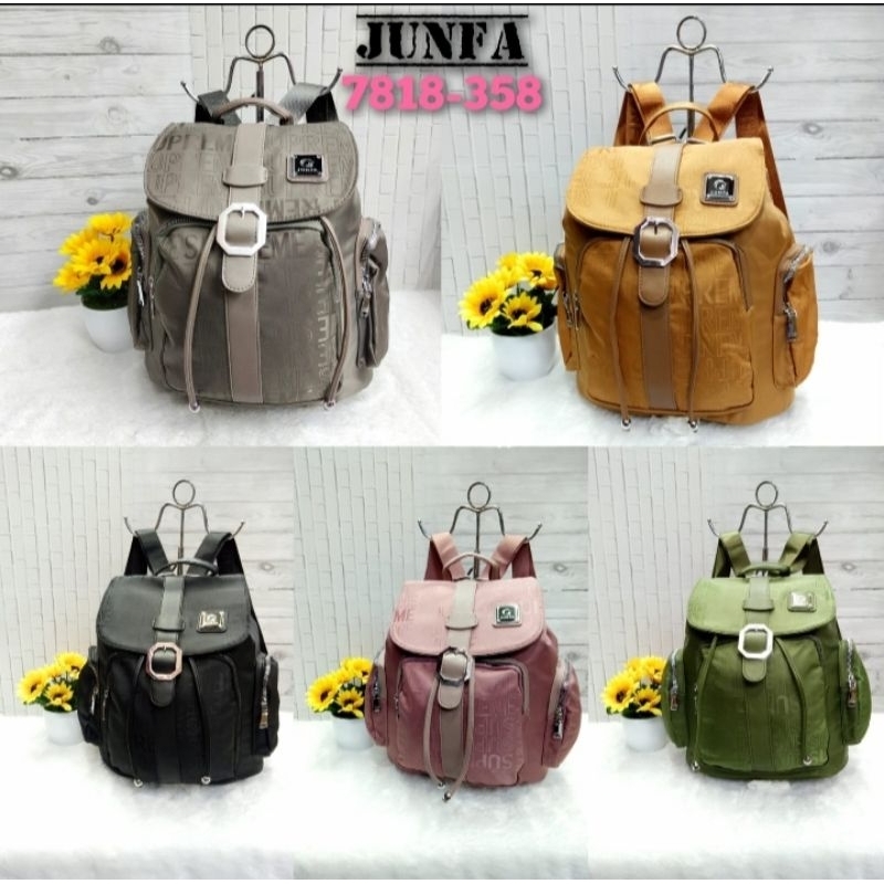Junfa 7818 กระเป๋าเป้สะพายหลังนําเข้า PARACHUE MATERIAL, DRAWING, FITS LAPTOP