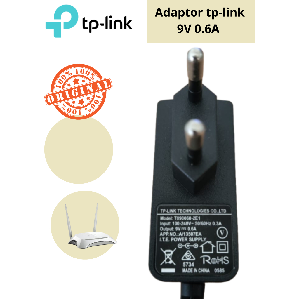 ต้นฉบับ 9V 0.6A ADAPTER SUPPORT D-LINK, TP-LINK และ TPLINK ADAPTER MODEL: T090060-2E1