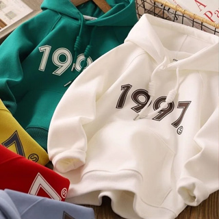 เสื้อแจ็กเก็ตแขนยาว มีฮู้ด พิมพ์ลาย DTF Screen 1997 Hodie สําหรับเด็กผู้ชาย ผู้หญิง อายุ 3 4 5 6 7 8 9 10 11 ปี _ สีดํา สีเขียว สีเหลือง สีแดง สีขาว สีชมพู สีเทา