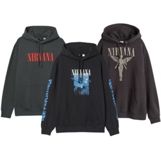 เสื้อกันหนาว มีฮู้ด สีดํา สําหรับ HnM Nirvana Drakgrey