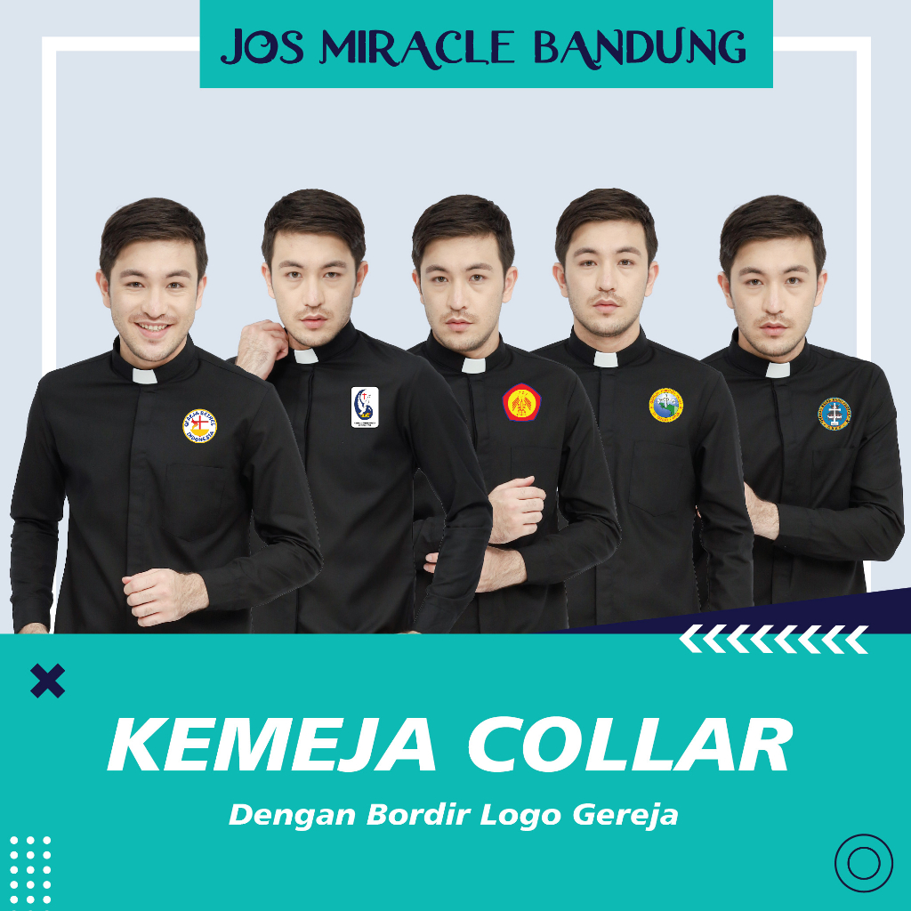 KEMEJA Pastor - เสื้อเชิ้ตคอปกสีดํายาวผู้ชาย - งานปักโบสถ์ - Jos Miracle Bandung - Miracle - JMB