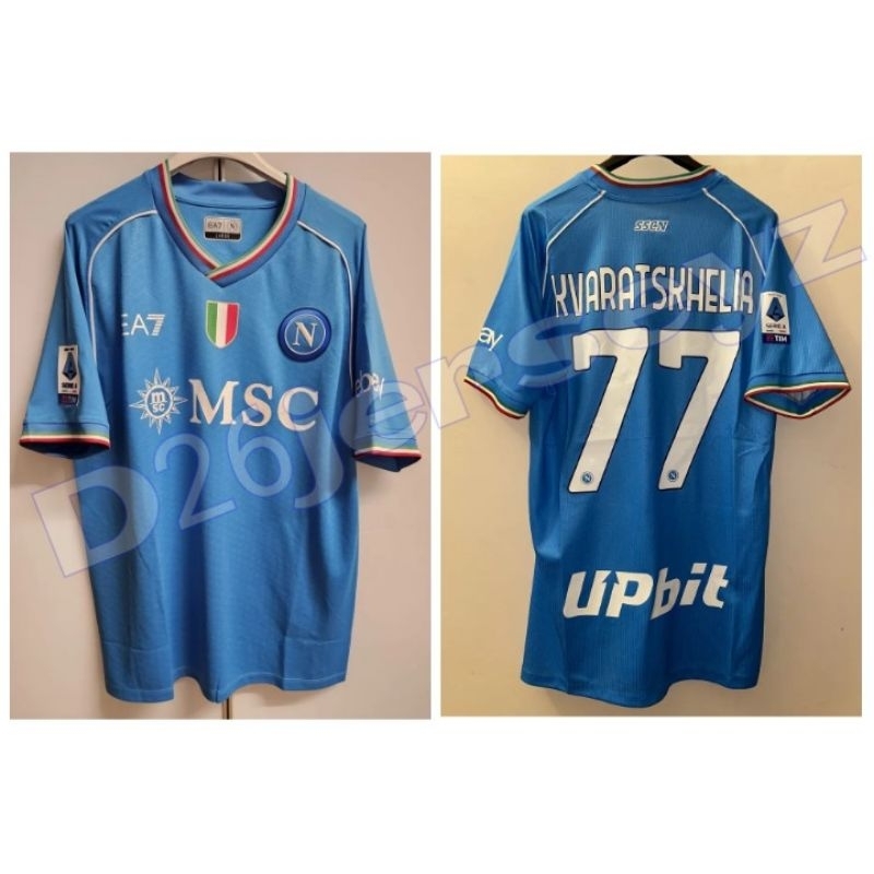 Napoli Home Jersey 2023 / 2024 + Nameset Fon OFFICIAL + Full Patch + Sponsor