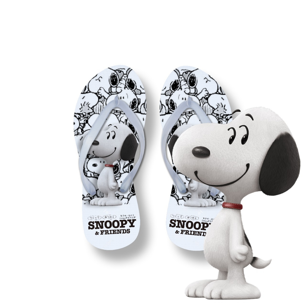 รองเท้าแตะผู้หญิง Snoopy สีดําและสีขาว