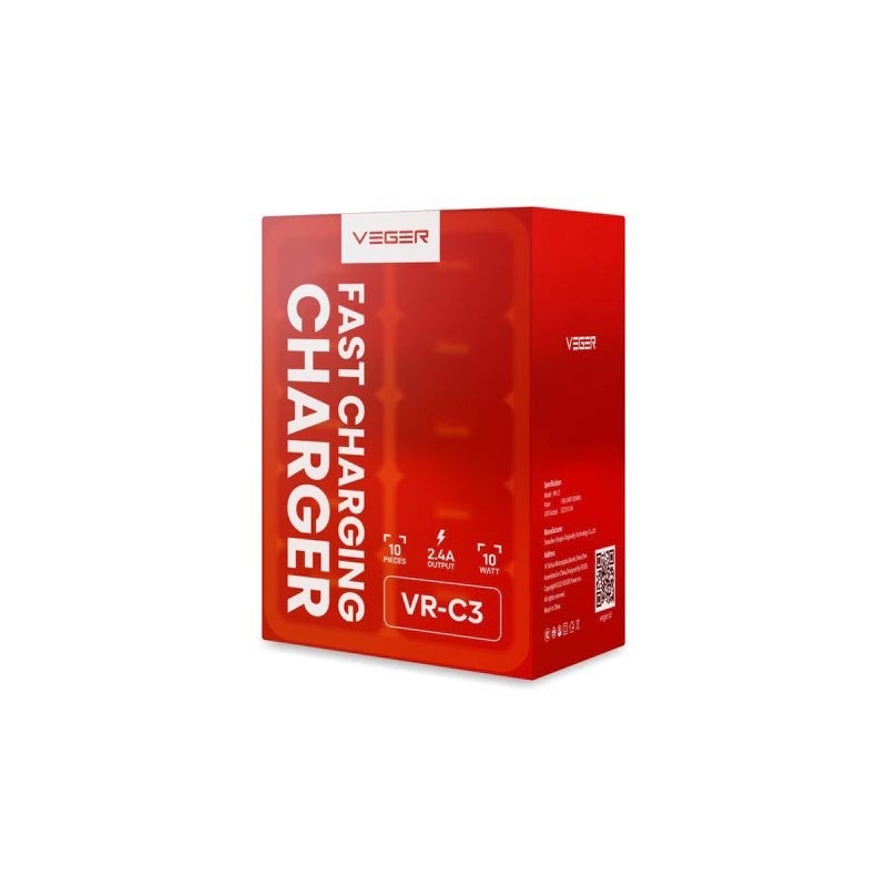 ต้นฉบับ VEGER VR-C3 Fast Charging 2,4A Charger Shell OFFICIAL GUARANTE (1BOX CONTAINS 10 ชิ้น)