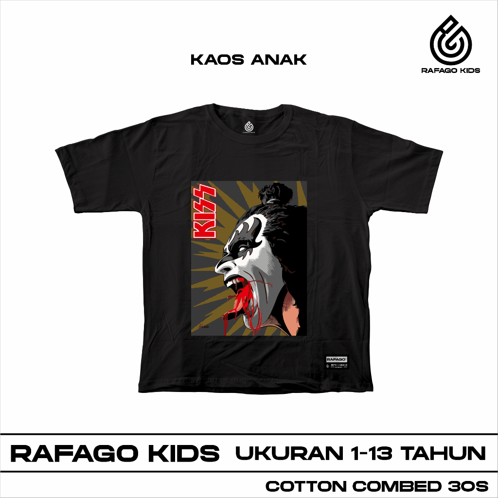 Rafago Kids T-Shirt Distro Music Band Rock Kiss อายุ 1-13 ปี