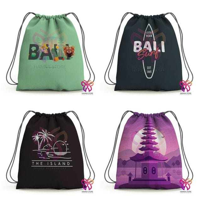 Kuta Denpasar Bali Beach ของที่ระลึกกระเป๋าเป้สะพายหลัง Drawstring Bag 4