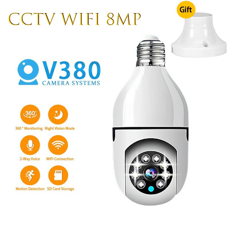 กล้องวงจรปิด moon ip camera HD 8mp WiFi / V380 pro กล้องวงจรปิด