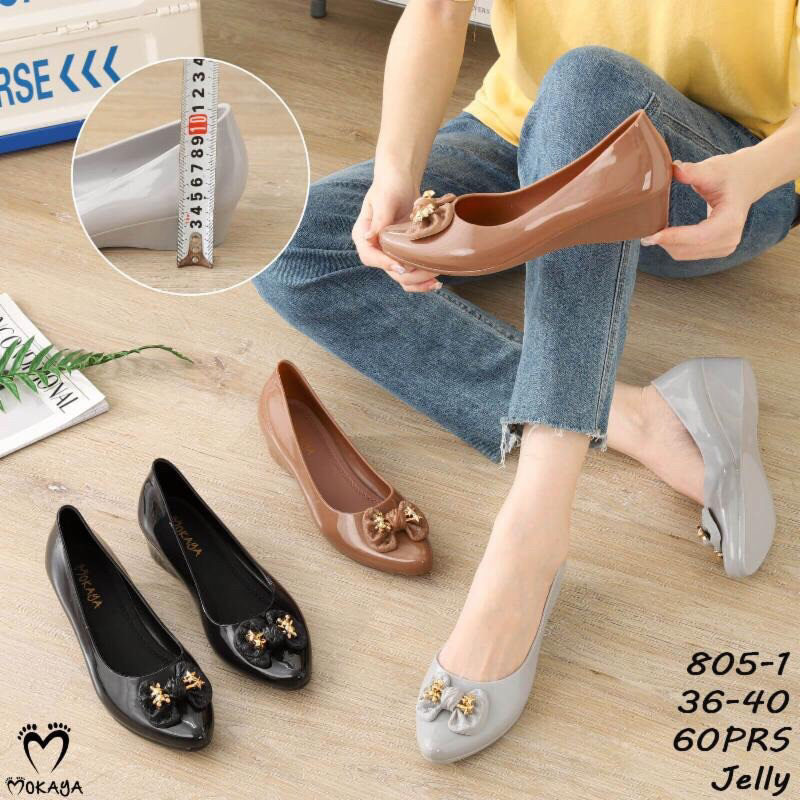 Wedges Jelly Glossy Pita Shoes New Eoe 805