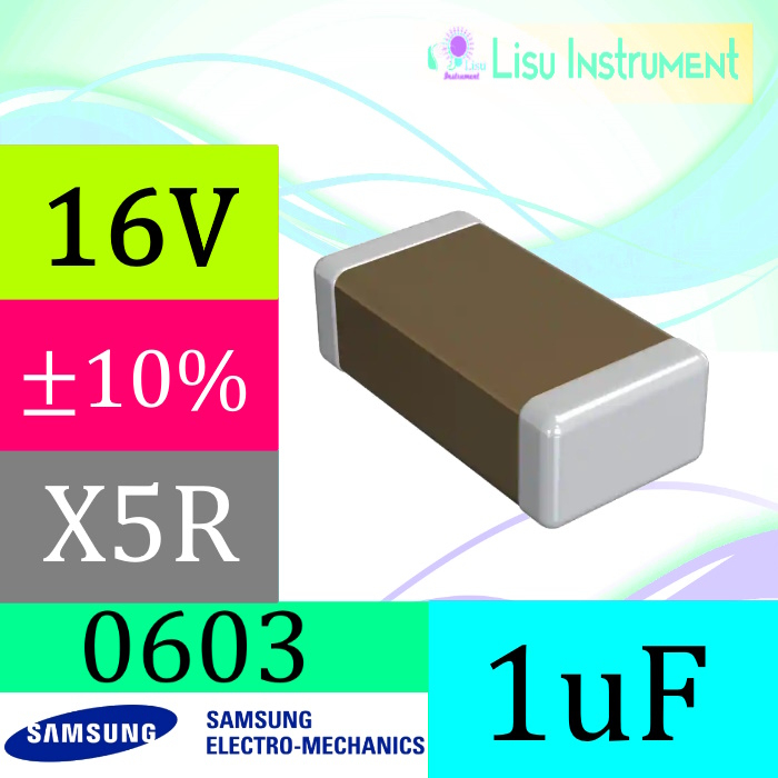 1uF ±10% 16V X5R 0603 1608(มม.) ตัวเก็บประจุเซรามิกหลาย SMD MLCC SMT Samsung CL10A105KO8NNNC