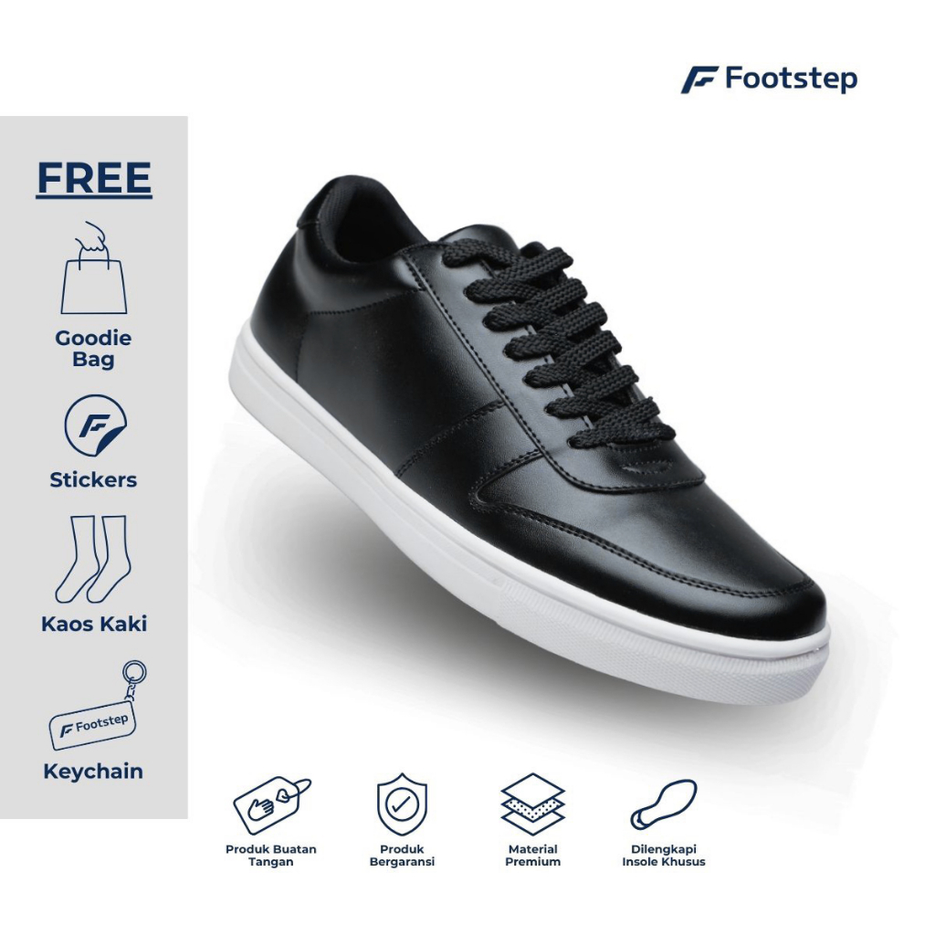 Footstep Footwear รองเท้าผู้ชายรองเท้าผ้าใบ Fonde สีดําสีขาวรองเท้าเดิม