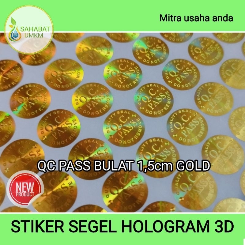QC-PASS ROUND SEAL HOLOGRAM STICKER 1,5cm GOLD