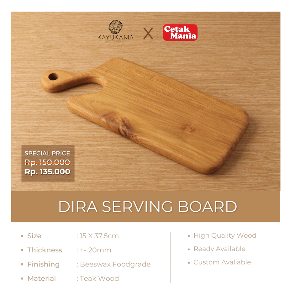 SERVING BOARD - PIZZA - จานอาหาร - MAHOGONY WOOD AND TEAK WOOD - PREORDER - CAFE RESURAANT HOTEL