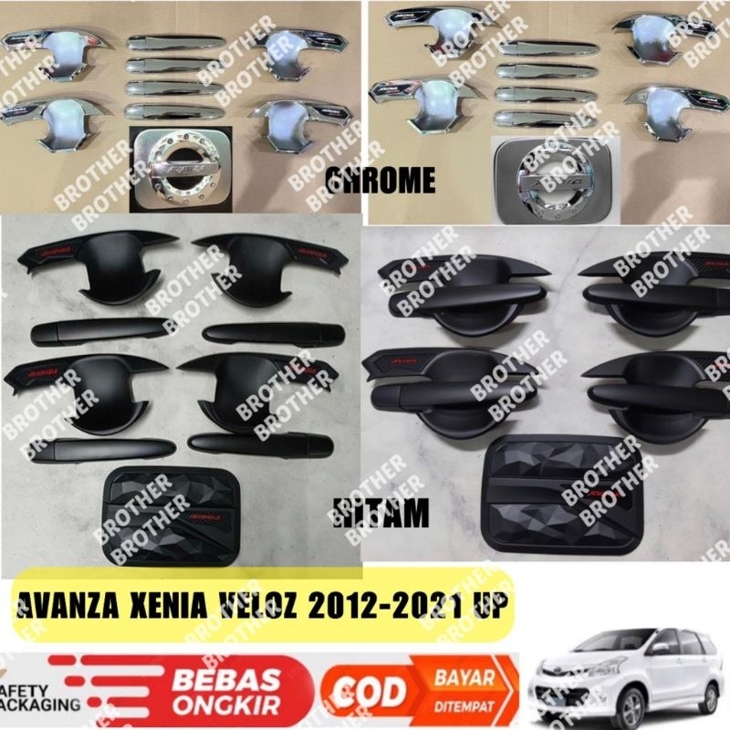 แพ็คเกจฝาถังมือจับด้านนอก Avanza Xenia Veloz 2012 2015 2017 2019 2020 2021 สีดํา - โครเมียม