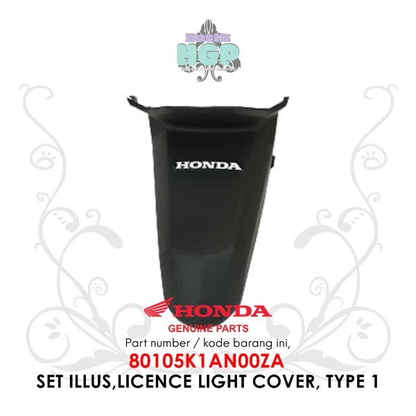 ฝาครอบฝาปิดบังโคลนหลัง Beat LED Slebor (ชุด Illus, ฝาครอบไฟใบอนุญาต, ประเภท 1) Ori AHM Beat Street N