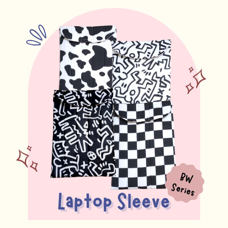 Laptop Sleeves Puff Puffy BW Series by Basita Official (กระเป๋าแล็ปท็อป/เคสแล็ปท็อป/