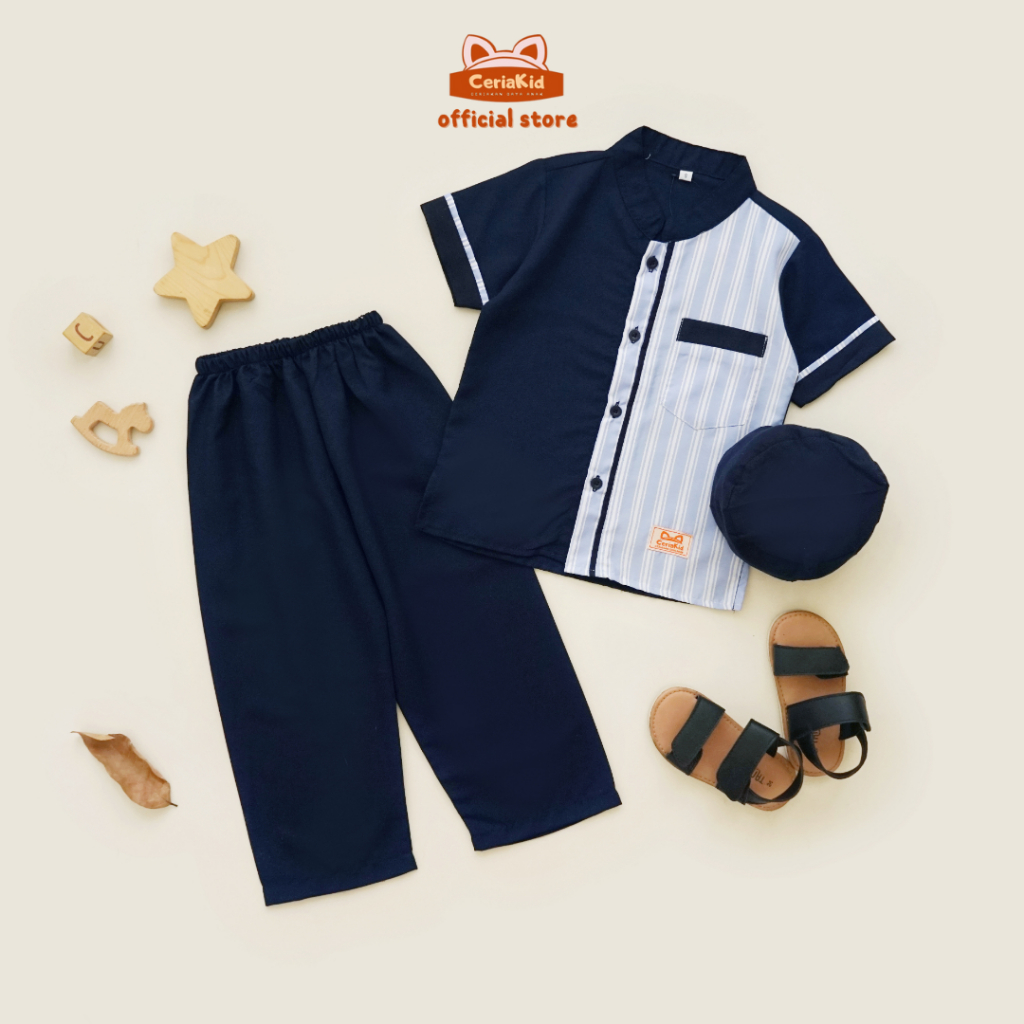 [Ceriakid] Koko Kurta Kids Suit Shirt Pants Peci Canarya 0 1 2 4 5 6 7 8 9 ปี