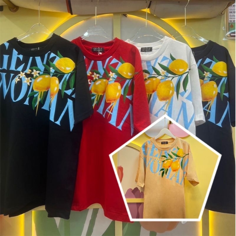 KATUN BANGKOK ผ้านําเข้า GENTLE WOMEN SOUR LEMONADE GWTM COLORFUL PRINT FLOWER BRAND T-SHIRTS / BKK 