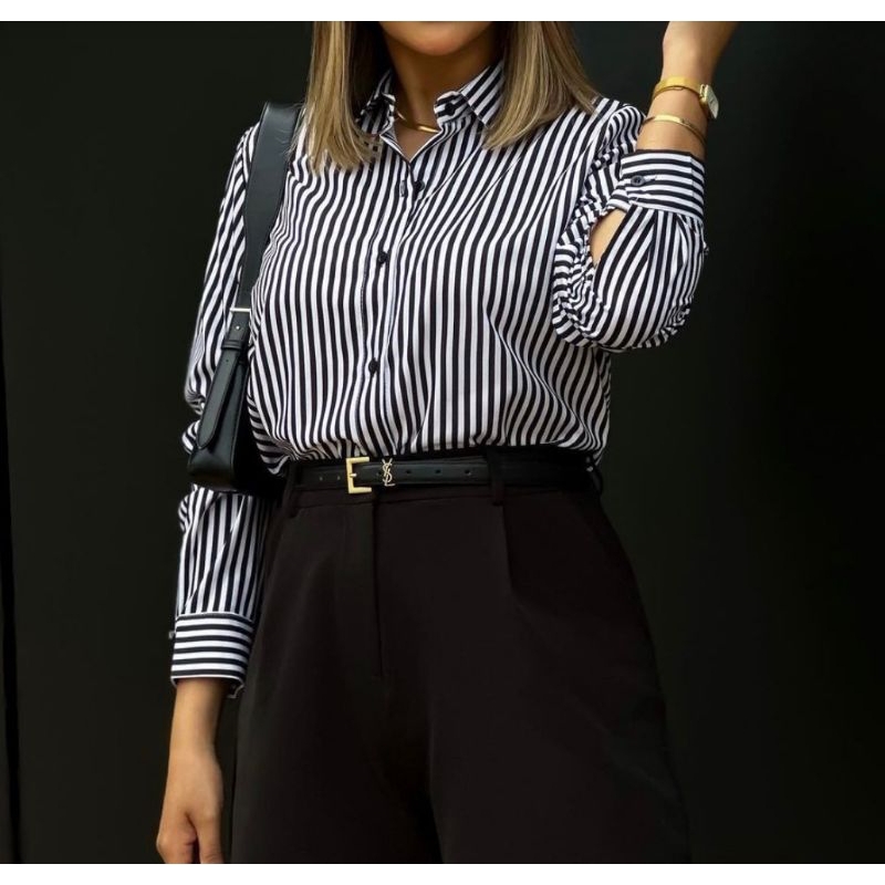 KEMEJA •SECLAIRE• 026 LEXA STRIPED SHIRT lmb