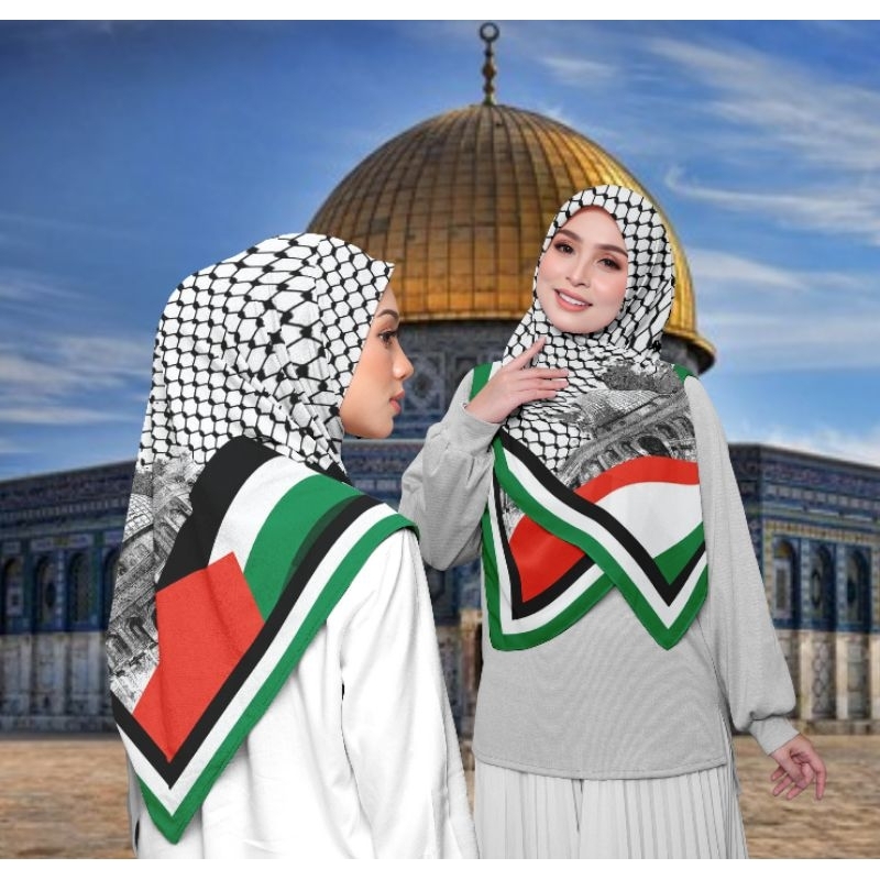 ฮิญาบฮิญาบฮิญาบสแควร์ Antem Palestian motif