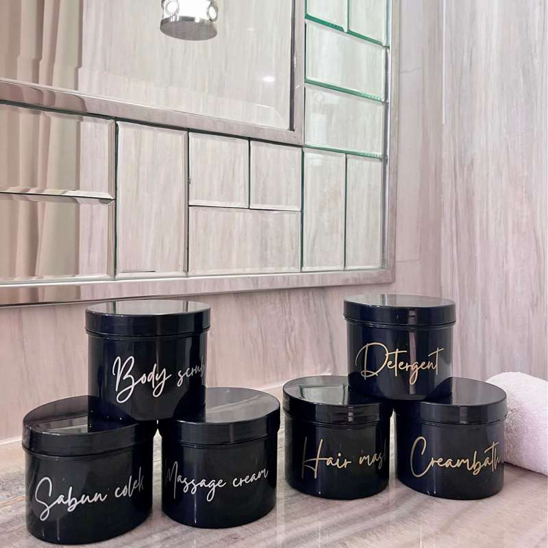 Hitam 500ml BLACK GLOSSY GOLD JAR LULOR HOLDER ใหม่ SILVER EDITION ความงามผมขัด dab สบู่คอนเทนเนอร์