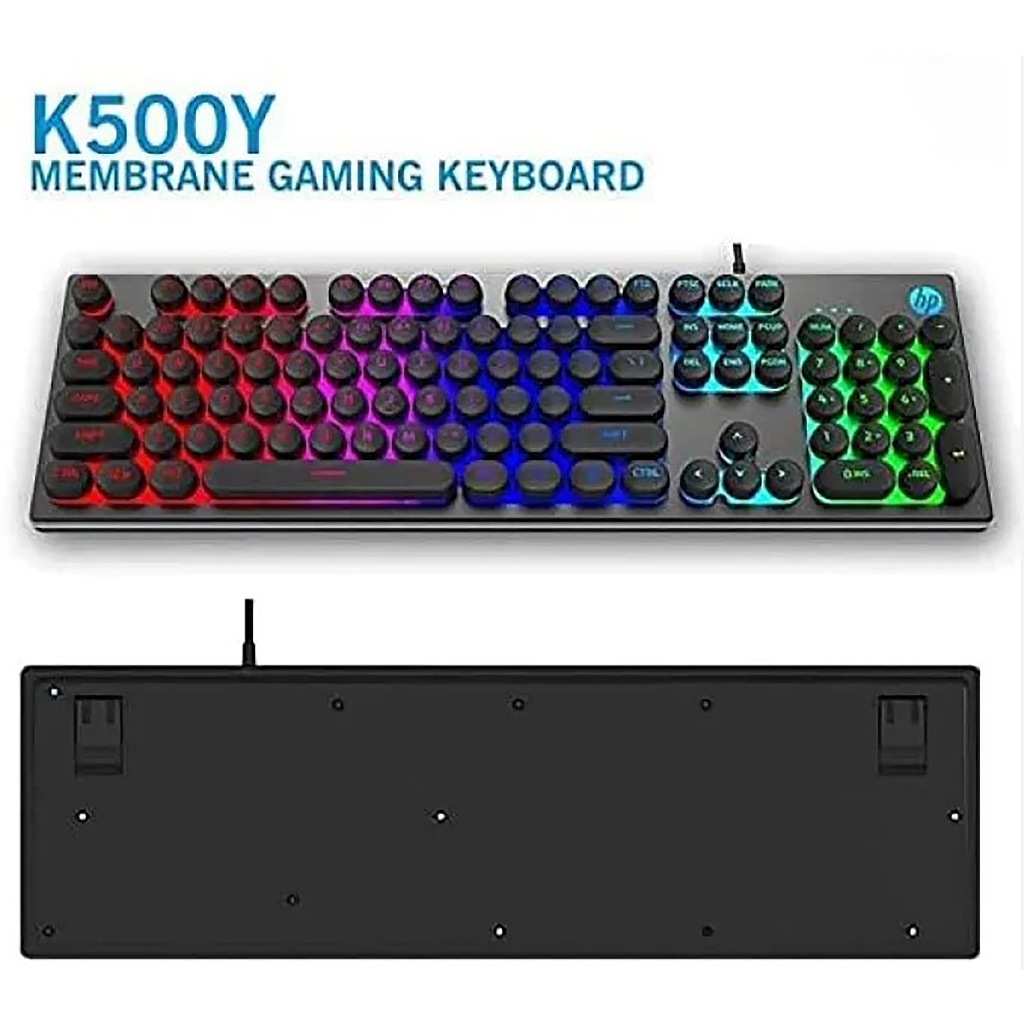 คีย์บอร์ดเกม HP K500Y - คีย์บอร์ดเมมเบรน RGB (Rubber Dump)