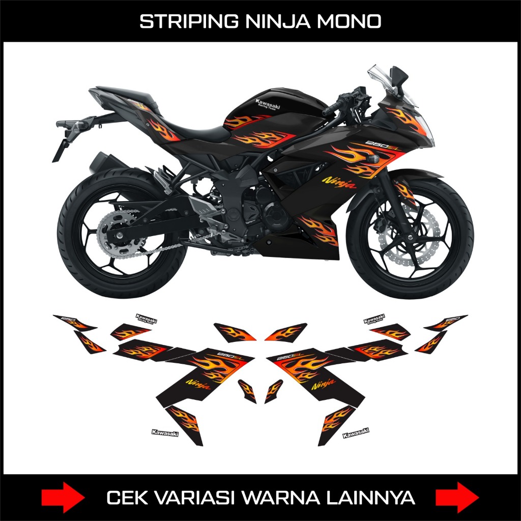 Striping NINJA 250 SL MONO FIRE GRAFIST / สติ๊กเกอร์ DECAL NINJA 250SL MONO / สติ๊กเกอร์หลากหลาย / ส